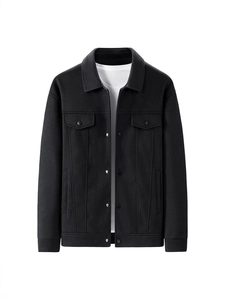 Men Casual Lapel Jacket Plus Size Loose Button Down Workwear Outerwear Polyester Solid Color Spring Autumn Pocket Coat