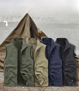 Detail view of multi-color outdoor vests with white duck down filling and mesh lining