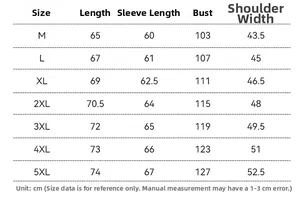 Detailed size chart for men's waterproof hooded jacket showing accurate measurements in cm