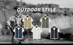 Détails du gilet de plein air multi-poches en cinq couleurs avec col montant chic
