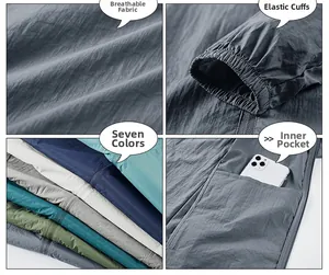 Detail of breathable sun protection jacket featuring elastic cuffs and interior phone pocket