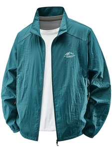 Men Outdoor Sun Protection Jacket Breathable Lightweight Quick Dry Skin Clothing Stand Collar Adventure Spirit Windbreaker