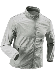 Men's Quick Dry Sun Protection Jacket UPF50+ Lightweight Windbreaker Stand Collar Outdoor Fishing Hiking Sports Coat