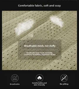 Macro shot of olive green breathable mesh fabric on windproof jacket for men