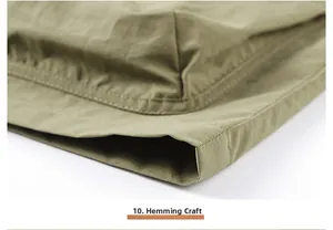 Close-up of the double-stitched hem and functional fabric on a men's outdoor fishing vest