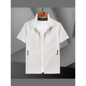 Gilet d'Extérieur à Poches Multiples pour Hommes Pêche Photographie Col Montant Fermeture Éclair Décontracté Léger Polyester