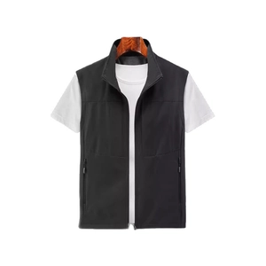 Gilet de pêche noir pour hommes avec col montant et poches zippées pour l'extérieur