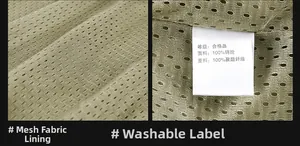 Detail view of breathable inner mesh lining and fabric care label for men's sports jacket