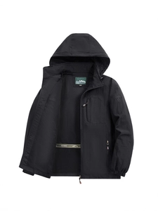 Men's Casual Outdoor Hooded Jacket Windproof Waterproof Loose Workwear Jacket Detachable Cap Nylon Sportswear Coat