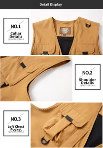 Detailed views of tactical vest showing collar, D-ring shoulder, and utility pockets