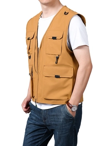 Men Multi-Pocket Outdoor Utility Fishing Vest Tactical Functional Photography Waistcoat Casual Sleeveless Jacket Top