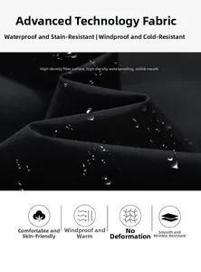 Macro shot of waterproof fabric showing water droplets on black outdoor vest material