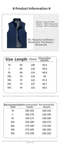Detailed size guide table for men's outdoor quick-dry vest with height and weight charts