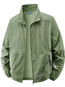 Men's grass green lightweight sun protection jacket with breathable ice silk fabric