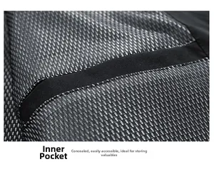 Close-up of a breathable mesh inner pocket with reinforced edges for secure storage