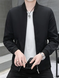Men's black bomber jacket with BE AN ARTIST OF LIFE text and stylish metal zipper