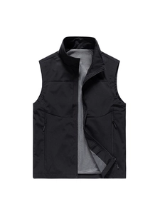 Men's outdoor quick-dry vest with stand collar, zipper pockets and breathable mesh lining