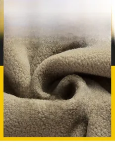 Detail of warm khaki polar fleece lining for men outdoor windproof winter jacket