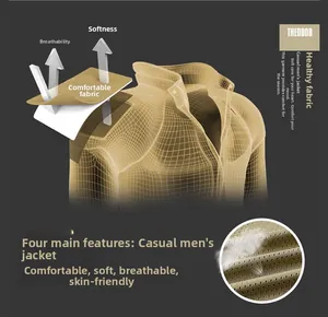 Detailed macro view showing the breathable mesh fabric texture of this men's casual jacket