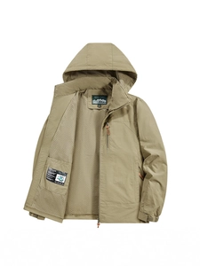 Men's Outdoor Cargo Jacket Windproof Breathable Detachable Hooded Coat Multi-Pocket Casual Loose Outwear For Spring Autumn