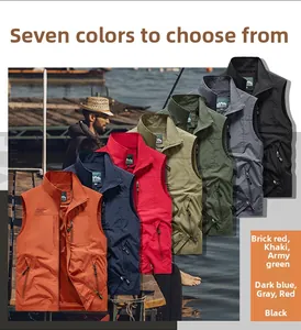 Gilet per il tempo libero all'aperto con colletto dritto e tasche multiple in sette colori