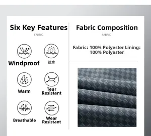 Detail of gray checkered fabric with windproof waterproof and breathable features
