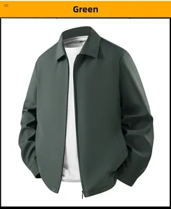 Close-up of the green business casual jacket collar with a zipper and size XL label