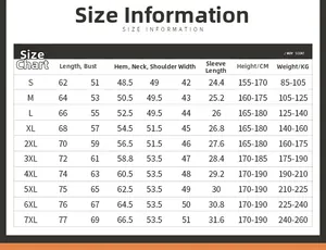 Tabella taglie dettagliata per gilet outdoor da uomo dalla S alla 7XL con misure