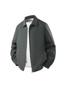 Men's Business Casual Windproof Jacket Slim Fit Lapel Zipper Outerwear Spring Autumn Solid Color Coat For Men Clothing