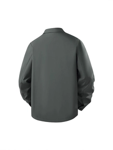 Minimalist dark grey business casual jacket for men with a classic collar and back view
