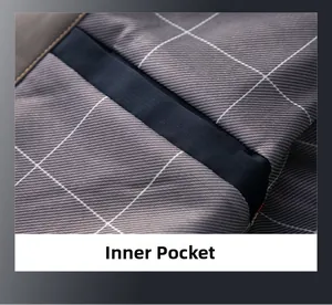 Detail der Herren-Businessjacke mit kariertem Futter und einer sicheren Innentasche