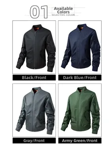 Collage de blousons bombers en noir, bleu foncé, gris et vert armée avec poches zippées