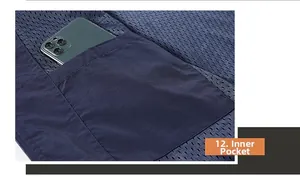 Vista dettagliata della fodera in rete blu scuro con una pratica tasca interna funzionale