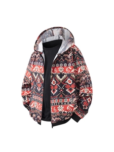 Men's Casual 3D Digital Printed Full Zip Hooded Jacket Streetwear Lightweight Outwear Long Sleeve Ribbed Cuff Hoodie Coat