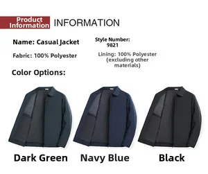 Vista dettagliata delle giacche casual da uomo nei colori verde scuro, blu e nero