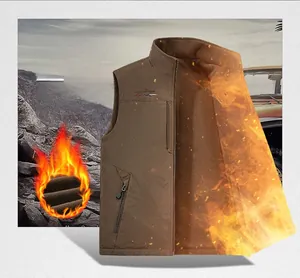 Detail view of double-sided thermal vest with thick fleece lining and zipper pocket