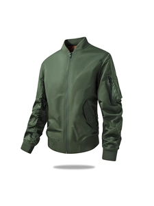 Bombardier classique pour hommes vert foncé avec doublure orange et poche sur la manche