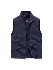 Men Reversible Fleece Vest Stand Collar Multi Pockets Outdoor Tactical Thermal Vest Casual Winter Waistcoat Warm Sleeveless Jacket