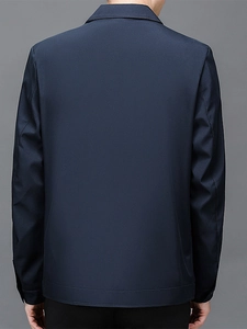 Klassische marineblaue Businessjacke für Herren mit Rückenansicht und Reverskragen