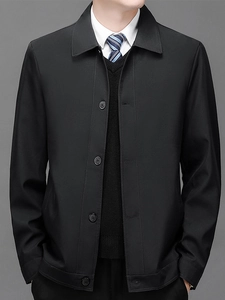 Klassische schwarze Business-Freizeitjacke für Herren mit Reverskragen und Knopfverschluss