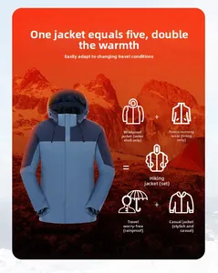 Détails de la veste d'extérieur 3-en-1 imperméable avec coque coupe-vent et doublure amovible