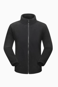 Detail view of the soft black fleece lining and full zipper for thermal insulation