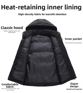Detail of hood design and internal pocket on this black insulated winter vest