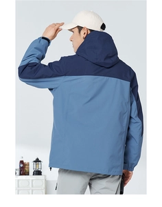 Vue détaillée de la veste d'extérieur pour hommes avec capuche et tissu coupe-vent
