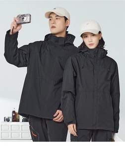 Détails de veste imperméable avec fermetures éclair orange et poignets à velcro