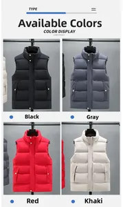Vierfarbige Collage von Herren-Steppwesten in Schwarz, Grau, Rot und Khaki mit Stehkragen-Detail