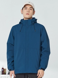 Veste outdoor 3-en-1 bleu marine imperméable avec doublure polaire amovible pour homme