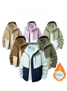 Waterproof 3-in-1 jacket detail showcasing multiple colors and detachable fleece liners