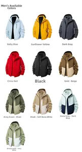 Multi-color layout of outdoor hooded jackets showing ten different color options for men