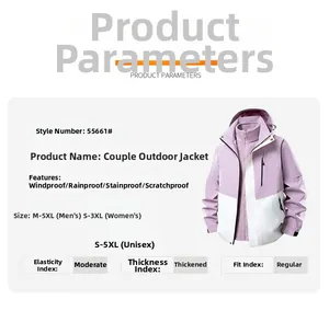 Detail of pink 3-in-1 outdoor jacket with fleece liner showing waterproof features